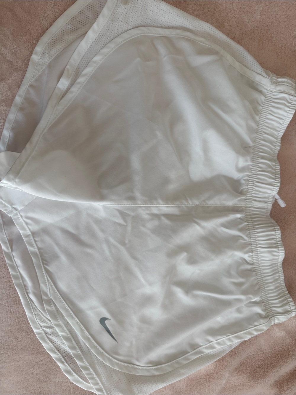 Women's White Nike dri-fit Shorts with Reflective Swoosh